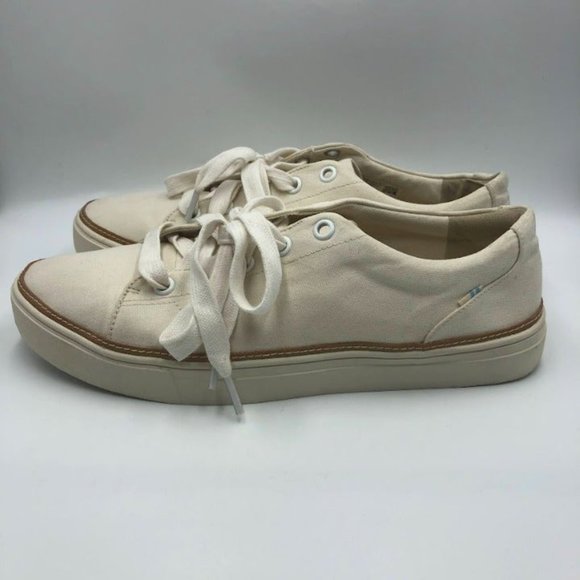 Tom's Women's Off White Canvas Sneakers Lace Up Size US 12 Everyday Casual - Picture 3 of 13